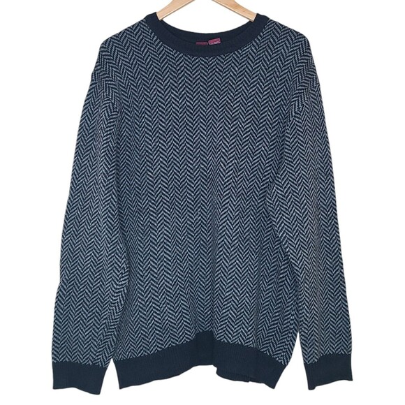 Vintage Men's Lambswool Gray And Black Crewneck Pullover Sweater Size Large - Picture 1 of 6